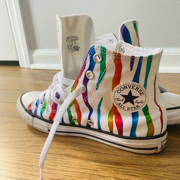 Converse Other - Converse AS CT High Top Sneaker Shoe 667600F Metallic Rainbow Zebra 5Y Junior 3